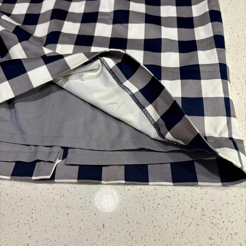 Banana Republic Navy and White Gingham Midi Skirt Size 6 - Picture 5 of 10